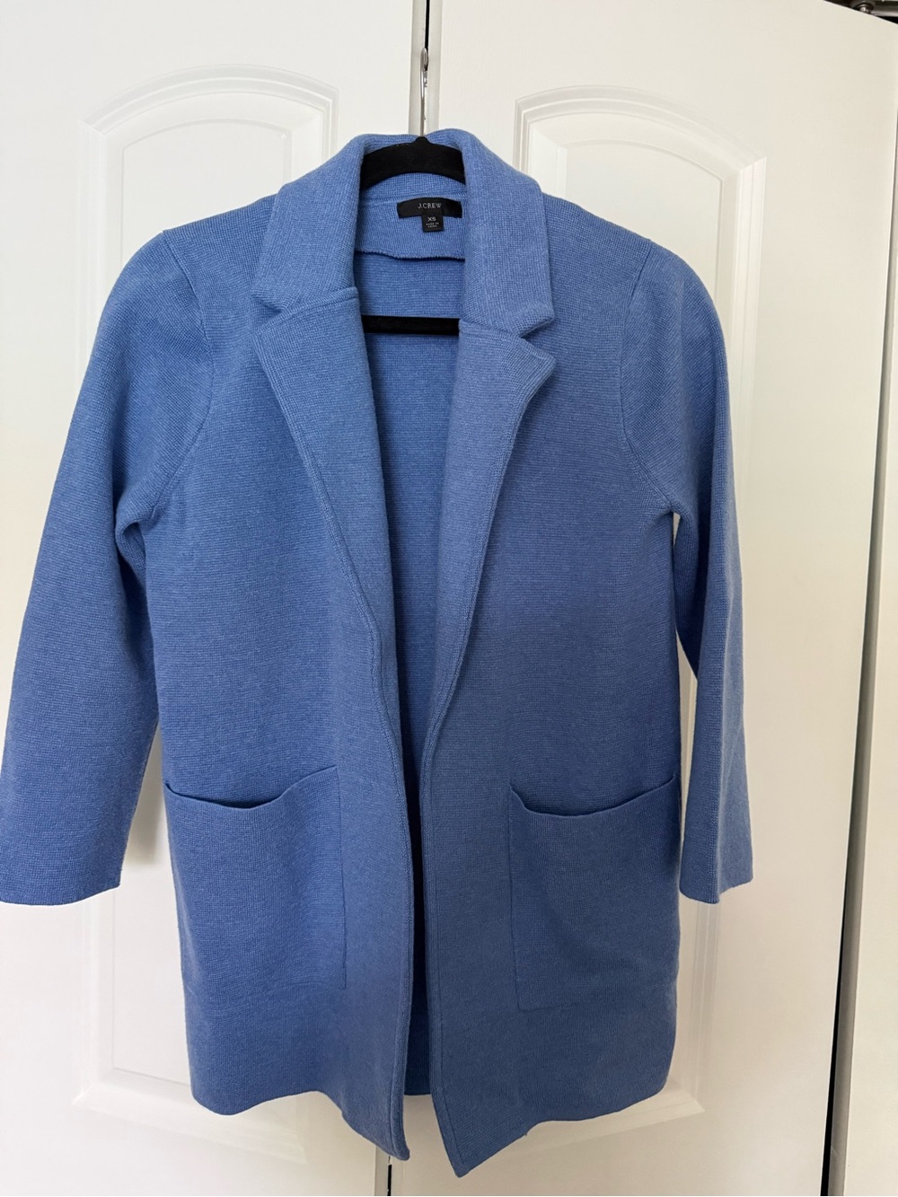 J. Crew Blue Open-Front Blazer-Style Coatigan